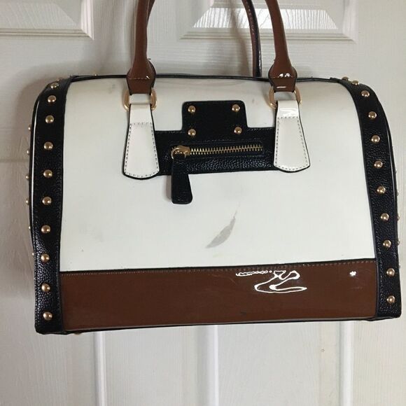 Dasein three tones satchel handbag bag with studs. - Picture 3 of 15